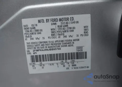2018 Ford Edge Sel from USA, damaged, VIN 2FMPK4J99JBB95766